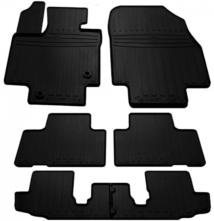 Резиновые коврики в салон Toyota Highlander IV (с 2020 г.в.), 3 ряда
